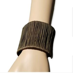 MODERNIST STYLE BRASS WIRE WRAPPED STATEMENT CUFF BRACELET